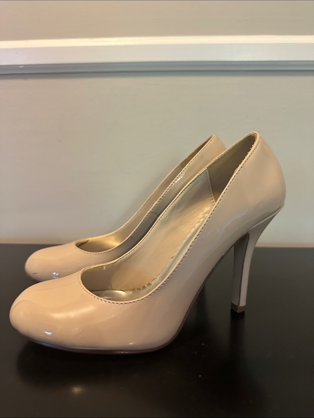 Paprika Beige Patent High Heel Pumps